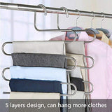 Try ds pants hangers s shape trousers hangers stainless steel clothes hangers closet space saving for pants jeans scarf hanging silver 4 pack with 10 clips