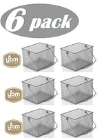 YBM Home Mesh Wire Food Storage Organizer Bin Basket with Handle for Kitchen Pantry, Cabinets, Bathroom, Laundry Room, Closets, Garage - Rectangle Metal Farmhouse Mesh Basket, 6 PACK