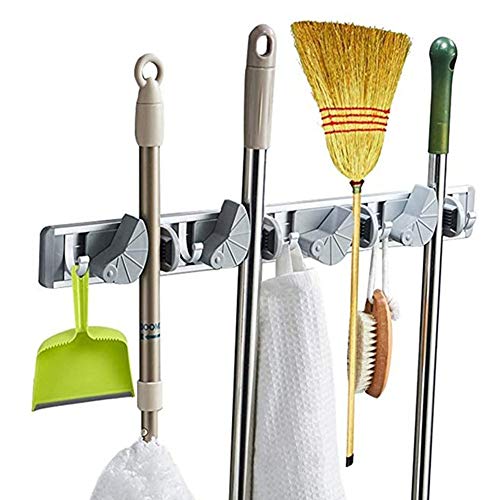 RANRANHONME Mop Rack Clip,Broom Holder and Garden Tool Organizer for Rake Handy Tools,Gray