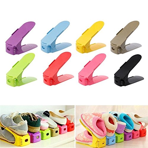 Aosreng 6Pcs Plastic Shoes Storage Rack Shleves Double-Wide Shoe Holder Save Space Shoes Organizer Stand Shelf for Living Room as pic6