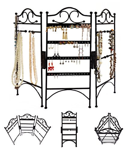 seaNpem Overdoor/Wall Metal Jewelry Hat Scarf Coat Hanging Display Organizer - Class Jewelry Hanger Hooks Wall Mount Hanging Earring Holder Necklace Jewelry Stand Rack - Price Xes