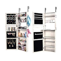 Bonnlo 2 in 1 Jewelry Armoire Wall Mounted/Door Hanging Cabinet,Full Length Mirror Lockable Storage Bedroom Organizer