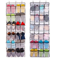 Colleer Hanging Jewelry Organizer, Dual Sided Closet Organizers, Earrings Bracelet Necklace Socks Pantyhose Storage Display Bag (Mesh (24 Pocket Shoes Organizer)