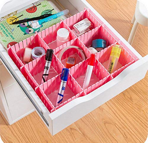 DIY Plastic Drawer Divider, Drawer Grid Storage Organizer, 12 Pcs (Pink, 12 pcs Big)