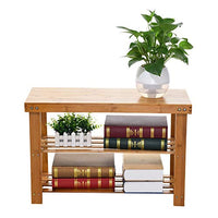 DDIGEjin Natural Bamboo Shoe Rack Bench, 2 Tier Multipurposed Shoes Organizer American Minimalist Holder Storage Shelf Shoe Changing Step Stool Entryway Bathroom (28x11x18inch), US Stock