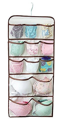 Underwear Hanging Organizer Closet Bra Storage Clear Dual Side Large Pockets socks bras Hanging Organizer