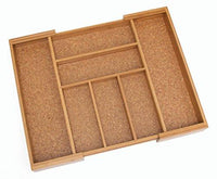 Lipper International 8874 Bamboo Wood Expandable to 22-1/2" Flatware Organizer with Cork Lining