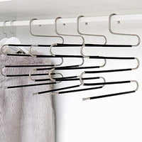 Purchase ziidoo new s type pants hangers stainless steel closet hangers upgrade non slip design hangers closet space saver for jeans trousers scarf tie 6 piece