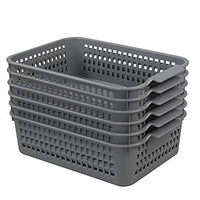 Ggbin 6 Pack Plastic Baskets Organizer, Shelf Basket(Gray)