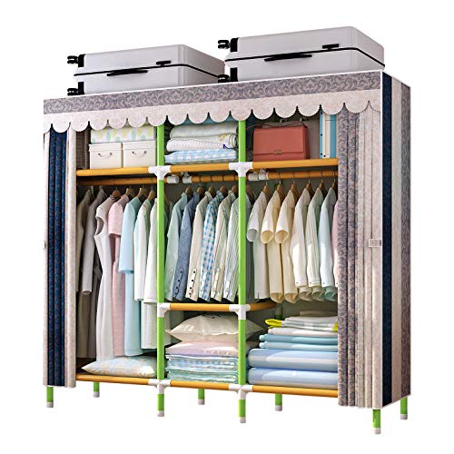 YOUUD 68 Inches Wardrobe Storage Closet Portable Closet Shelves, Closet Stroage Organizer with Non-Woven Fabric, Quick and Easy to Assemble, Extra Strong and Durable