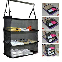 Oguine 3 Layers Hanging Travel Shelves, Portable Hanging Clothes Shoes Closet Storage Organizer Holder
