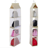Get ixaer detachable hanging handbag organizer purse bag collection storage holder wardrobe closet hatstand 4 compartment beige
