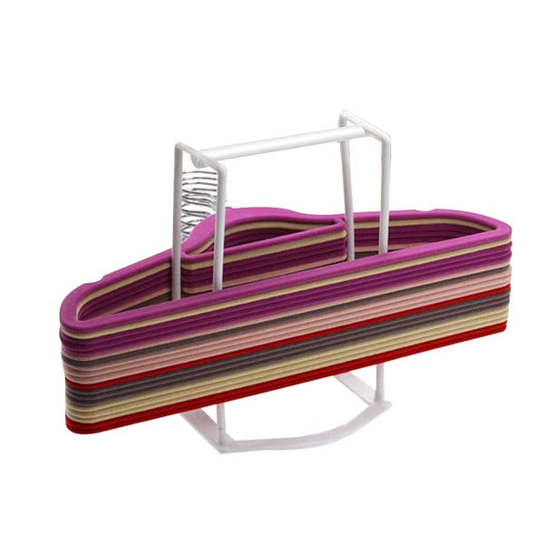 SAIYIDANZI Clothes Hanger Organizer Rack Lightweight Sturdy Plastic Clothes Hanger Caddy Storage Holder Stacker for Closet & Room Tidier Laundry Rooms Drying Rack (Rose)