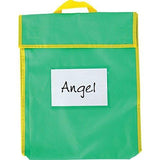 Exclusive really good stuff store more large book pouches send home books and homework in durable fabric book bag stitched on handle clear name tag pocket primary colors 12x1x15 set of 36