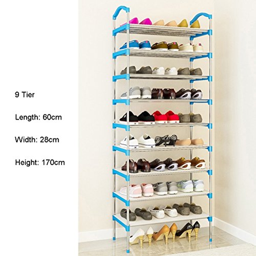 Stackable Tall Shoe Storage Rack With Armrests Adjustable Shelf Organiser Holder For Entryway Hallway 3 To 9 Tier (Size : 9 tier)