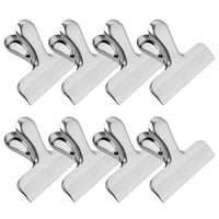 Purchase morsler chip clips stainless steel heavy duty food bag clips 8 packs large and durable with 3 inch wide perfect for air tight seal grips on coffee food bread bags office kitchen home usage