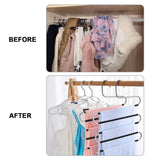 Best seller  star fly pants hangers non slip updated s shaped 5 layers hangers closet space saver for jeans scarf tie clothes6 pack
