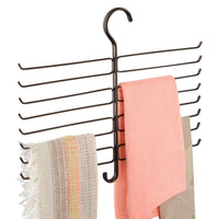 mDesign Metal Closet Rod Hanging Accessory Storage Organizer Rack for Scarves, Ties, Yoga Pants, Leggings, Tank Tops - Snag Free, Geometric Design, 16 Arms/1 Hook - 2 Pack - Bronze