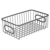Amazon mdesign metal farmhouse kitchen pantry food storage organizer basket bin wire grid design for cabinet cupboard shelves countertop closet bedroom bathroom small wide 4 pack graphite gray