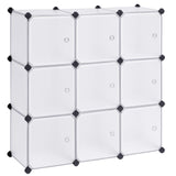 Discover the songmics cube storage organizer 9 cube diy plastic closet cabinet modular bookcase storage shelving with doors for bedroom living room office 36 7 l x 12 2 w x 36 7 h inches white ulpc116wsv1