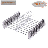 [Upgraded Version] Pants Hanger, 20pcs Stainless Steel Trouser Hangers with Clips 360 Degree Swivel Hook Space Saving Metal Hangers for Skirts, Pants, Slacks, Jeans, and More