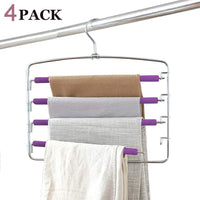 Home clothes pants hangers 2pack multi layers metal pant slack hangers foam padded swing arm pants hangers closet storage organizer for pants jeans scarf hanging purple 4pack