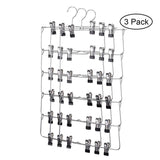 Home 6 tier skirt hangers star fly space saving pants hangers sturdy multi purpose stainless steel pants jeans slack skirt hangers with clips non slip closet storage organizer 3pcs