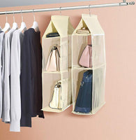 Featured ixaer detachable hanging handbag organizer purse bag collection storage holder wardrobe closet hatstand 4 compartment beige