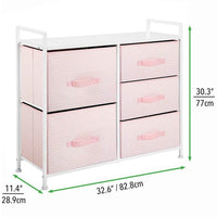 Top rated mdesign wide dresser storage tower furniture metal frame wood top easy pull fabric bins organizer for kids bedroom hallway entryway closets dorm chevron print 5 drawers pink white