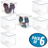 Budget mdesign stackable closet plastic storage bin box with lid container for organizing mens and womens shoes booties pumps sandals wedges flats heels and accessories 9 high 6 pack clear