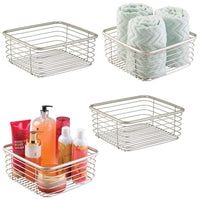 Order now mdesign modern bathroom metal wire metal storage organizer bins baskets for vanity towels cabinets shelves closets pantry kitchens home office 9 75 square 4 pack satin