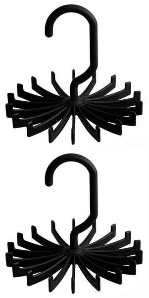 Tie Rack Closet Storage, 360 Degree Rotating, Black 2 Pack