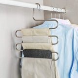 Kitchen syidinzn pants hangers rack holder stand shelf organizer stainless steel s shape multi purpose hangers storage rack for clothes pants jeans trousers scarfs ties towels closet