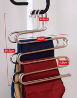 Order now eco life sturdy s type multi purpose stainless steel magic pants hangers closet hangers space saver storage rack for hanging jeans scarf tie family economical storage 1 pce