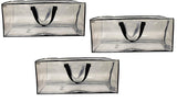 Discover the earthwise clear storage bags heavy duty extra large transparent moving totes w zipper closure reusable backpack carrying handles compatible with ikea frakta hand carts 3 pack 29 x 18 x 12