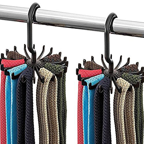 Fairyshop 2 Pcs Twirl Tie Rack Belt Hanger Holder Hook for Closet Organizer Storage