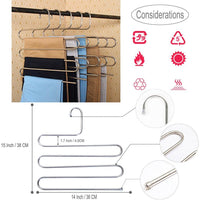 Best 6 pack pants hangers s type closet organizer stainless steel multi layers magic hanger space saver clothes rack tiered hanging storage for jeans scarf skirt 14 17 x 14 96 inch