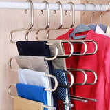 Stephenie 4 Pack S Type 5 Layer Stainless Steel Hanger with Multifunctional for Pants Tie Scarf Anti-Skid Scarf Towel Clothes