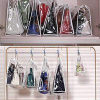 Great foonee transparent dust proof handbag organizer with magnetic snap handle clear purse protector holder storage bag for women girls