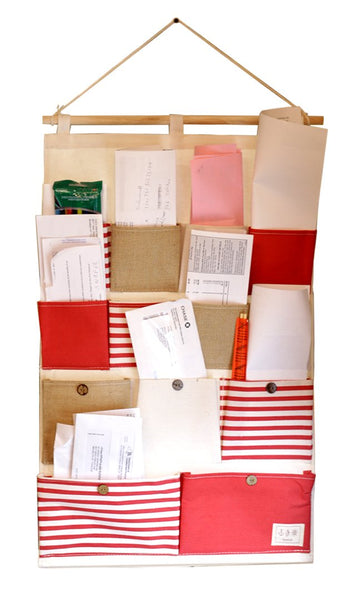 Vipo Durable Wall Door Closet Hanging Storage bag organizer, Easy handle and fashion, 13-Pockets. (Red)