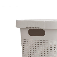 Kitchen mind reader 50hamp ivo 50 liter hamper laundry basket with cutout handles washing bin dirty clothes storage bathroom bedroom closet ivory