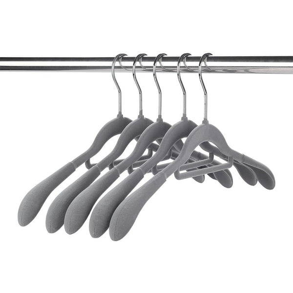 Crystallove Non-Slip Extra Wide Shoulder Velvet Coat Hanger (6pcs, Grey)