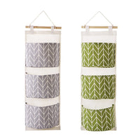 Over the Door Closet Organizer, 2 Packs Wall Hanging Storage Bags with 3 Pockets for Bedroom & Bathroom (Green + Gray)