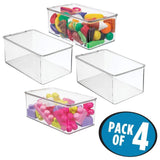 Try mdesign stackable closet plastic storage bin box with lid container for organizing childs kids toys action figures crayons markers building blocks puzzles crafts 5 high 4 pack clear