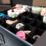 Great mifxin underwear socks storage organizer drawer divider 30 cell foldable closet drawer organizer storage box bin for socks bras underwear ties with dust moisture proof cover black