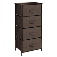 New mdesign vertical dresser storage tower sturdy steel frame wood top easy pull fabric bins organizer unit for bedroom hallway entryway closets textured print 4 drawers espresso brown