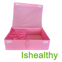 Get ishealthy underwear drawer storage organizer with cover oxford fabric 2 in 1 washable and foldable storage box closet divider for bras socks ties scarves and handkerchiefs pink