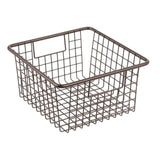 Top rated mdesign farmhouse decor metal wire food storage organizer bin basket with handles for kitchen cabinets pantry bathroom laundry room closets garage 10 25 x 9 25 x 5 25 4 pack bronze