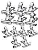 Storage organizer steel clips metal bulldog clips heavy duty stainless clips perfect for seal bags papers and photo displays 12 pcs of 2 sizes