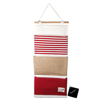 xhorizon TM FL1 Linen/Cotton Fabric 3 Pockets Wall Door Closet Hanging Storage Bag Organizer (Red)